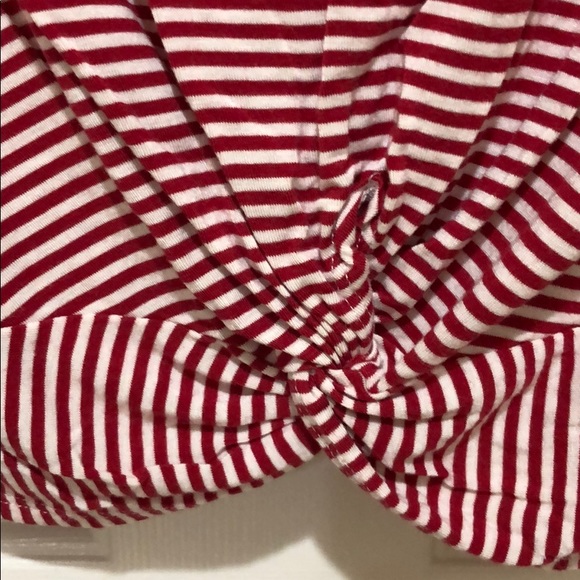 Red Striped Crop Top with Knot - Picture 2 of 2